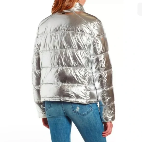🌺 SOLD 🌺 Marc New York Metallic Puffer Jacket Small 2 4 Silver Stand Collar - Picture 8 of 16